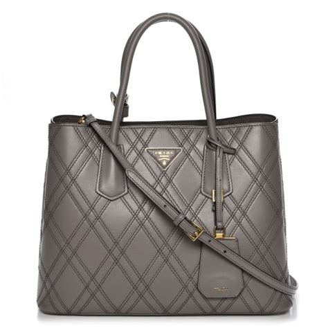 prada city double handle tote quilted diamond large argilla|prada totes crochet.